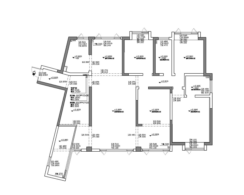 萬象府台170㎡北歐之光四居室 91视频香蕉视频下载案例效果圖-原始戶型圖