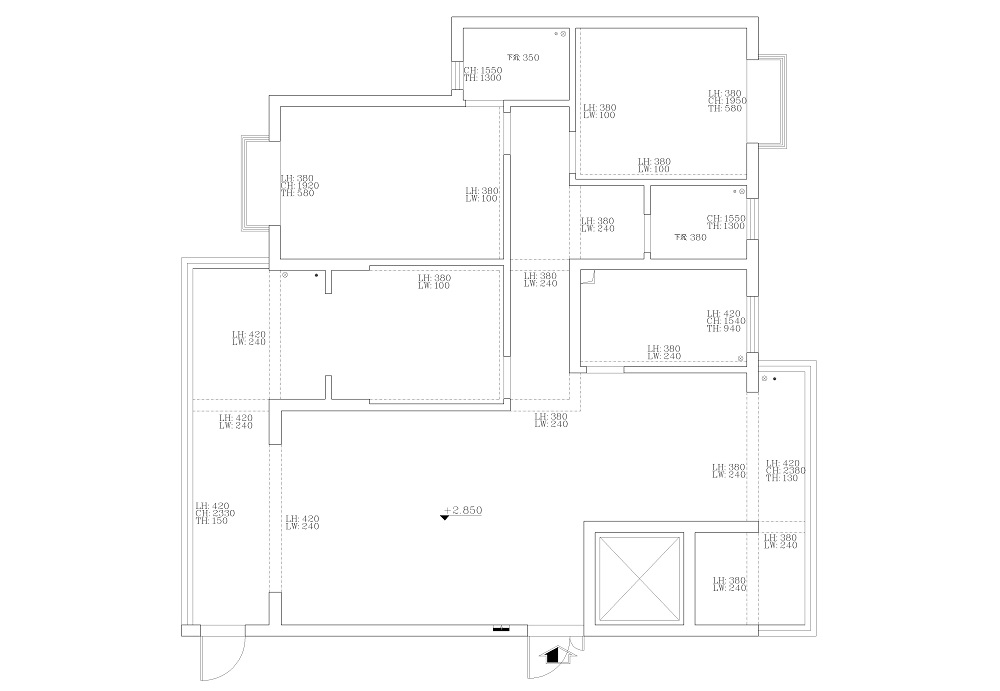 金霖禦景160㎡複合寫意四居室 91视频香蕉视频下载案例效果圖-原始結構圖